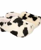 Klompen pluche sloffen koe print